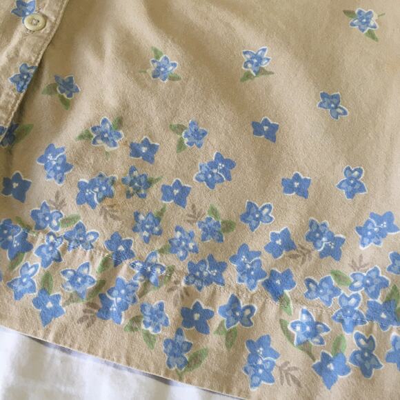 VINTAGE Classic Elements XL100% cotton natural fibers cream with blue flowers - Picture 5 of 11